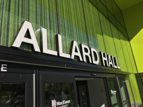 Allard Hall exterior signage