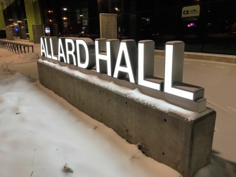 Allard Hall exterior signage 